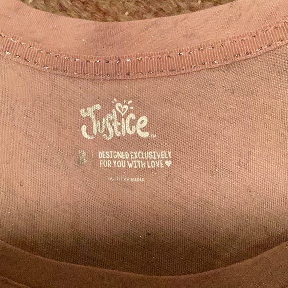 JUSTICE GIRLS PINK SILVER METALLIC BABYDOLL LONG SLEEVE SMOCK TOP SZ. 8 - Picture 3 of 5